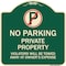 Signmission Private Property Violators Towed Away Owner Expense W/ No Parking Alum, 18" L, 18" H, G-1818-23244 A-DES-G-1818-23244 - alternate 1